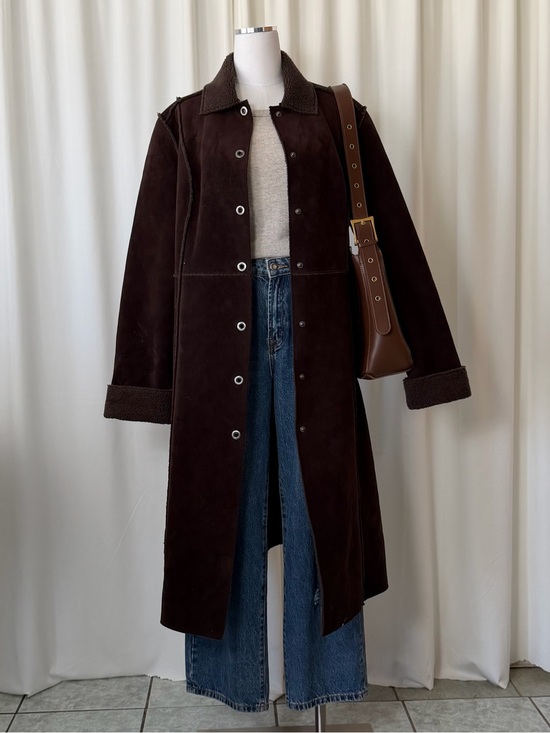 Valerie Stevens Jackets & Blazers - Valerie Stevens Brown Faux Suede & Faux Shearling Long Coat XL.